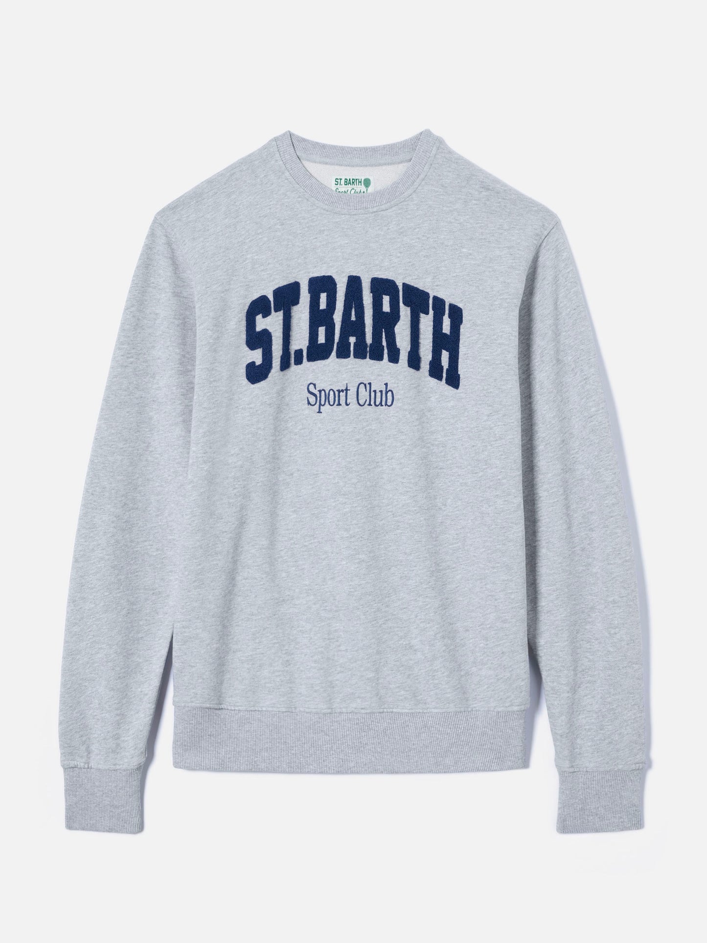 Graues Baumwoll-Sweatshirt Ponza mit Sport Club Logo in erhabenem Frottee-Effekt 