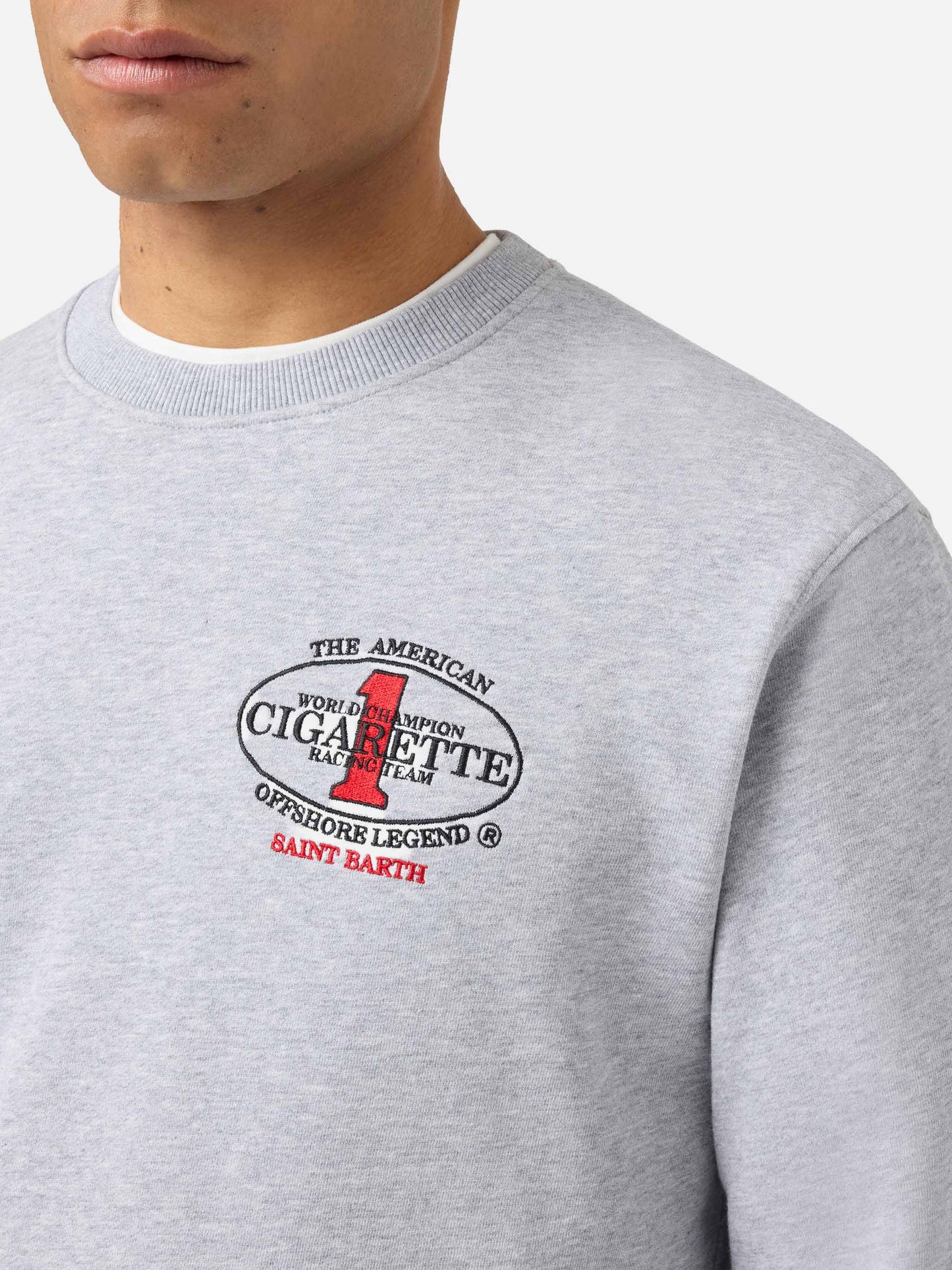 Felpa Ponza girocollo grigia con stampa Cigarette | Special Edition