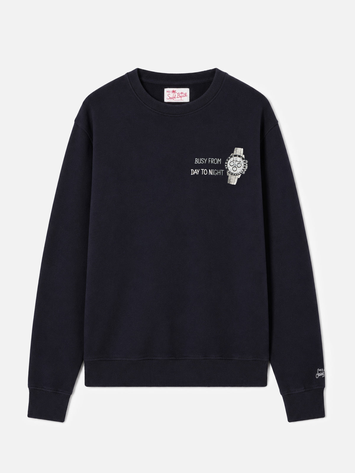 Black Ponza sweatshirt with Busy From Day To Night embroidery
