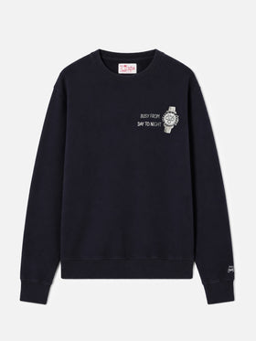 Black Ponza sweatshirt with Busy From Day To Night embroidery