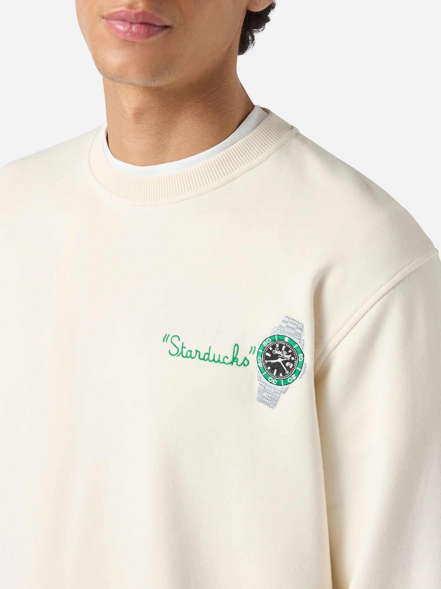 Felpa Ponza panna con ricamo Starducks