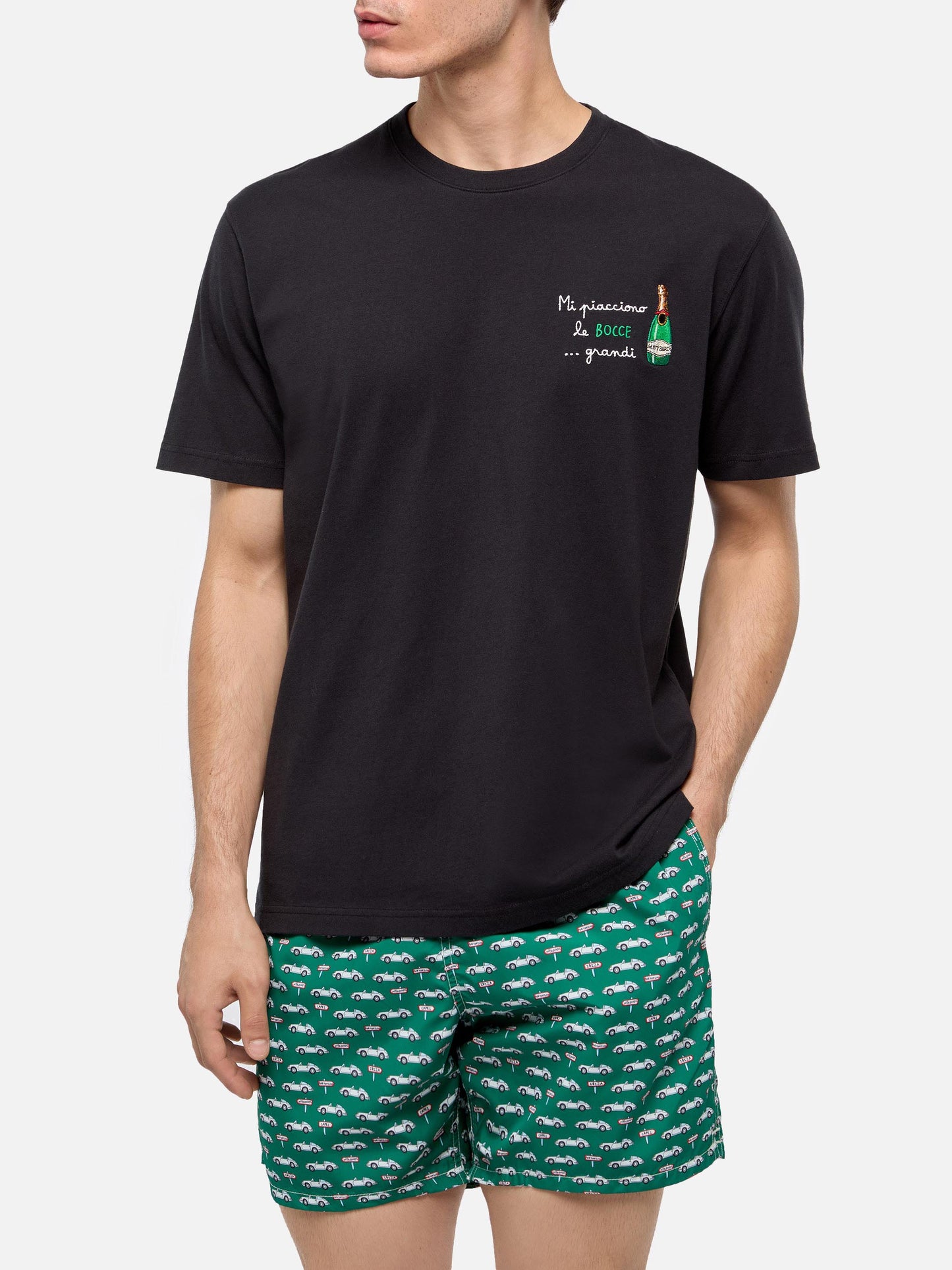 Classic fit cotton jersey t-shirt Portofino with Mi piacciono le… embroidery - MC2 Saint Barth