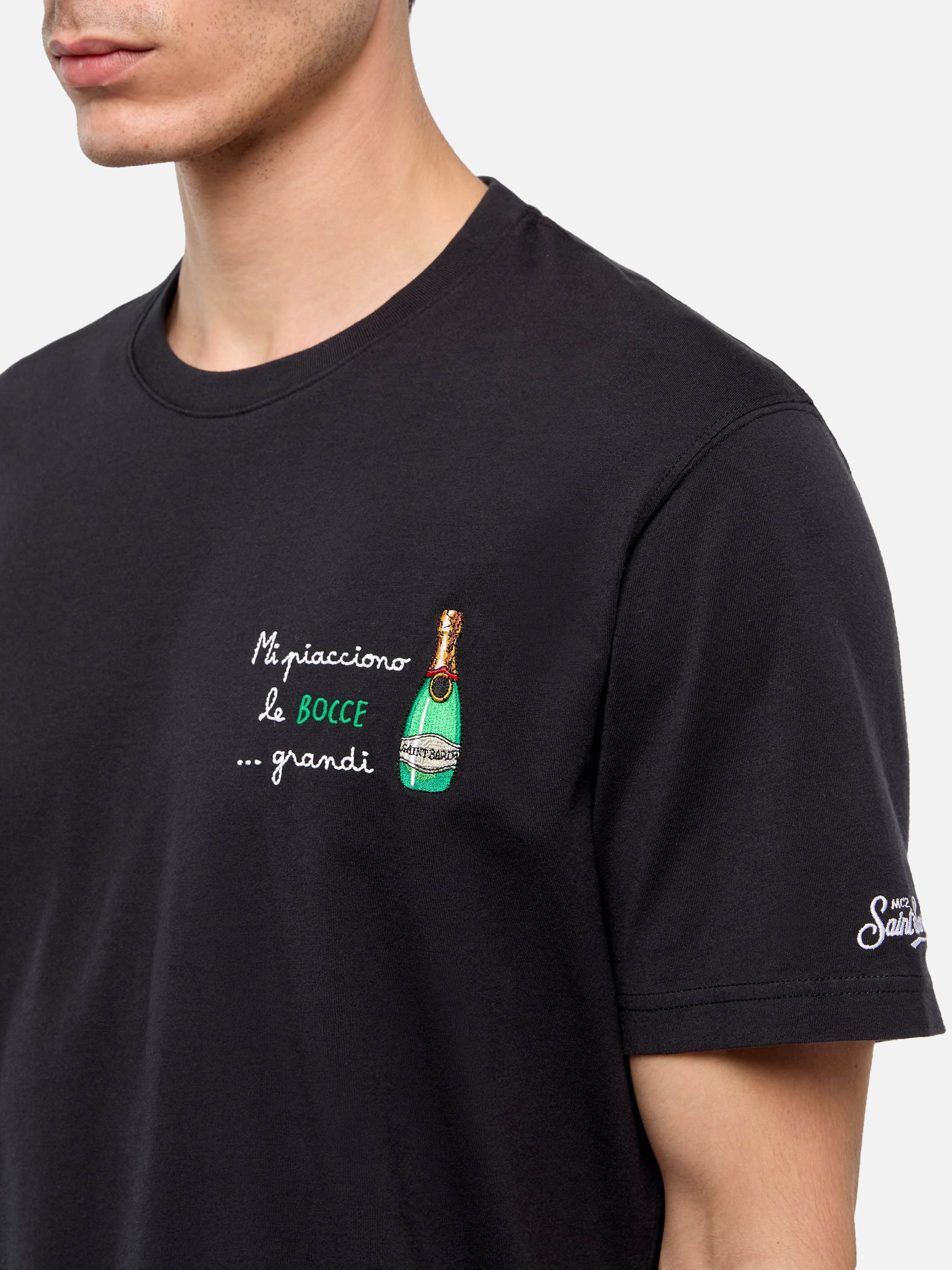 Classic fit cotton jersey t-shirt Portofino with Mi piacciono le… embroidery - MC2 Saint Barth