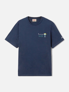 T-shirt Portofino blu con ricamo Business Glass