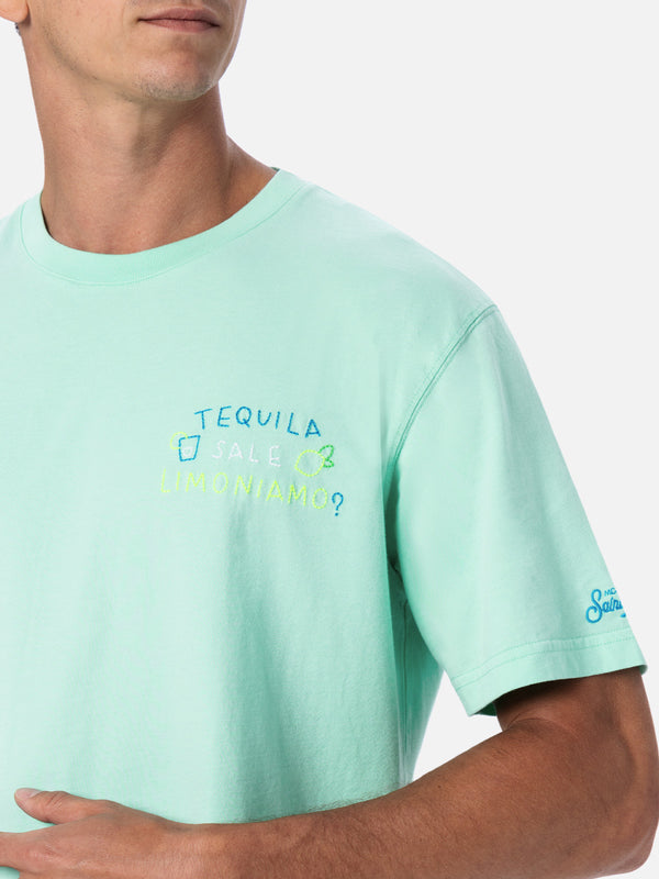T-shirt da uomo classic fit in jersey di cotone Portofino con ricamo Tequila, Saldi, Limoniamo | EDIZIONE SPECIALE INSULTI LUMINOSI