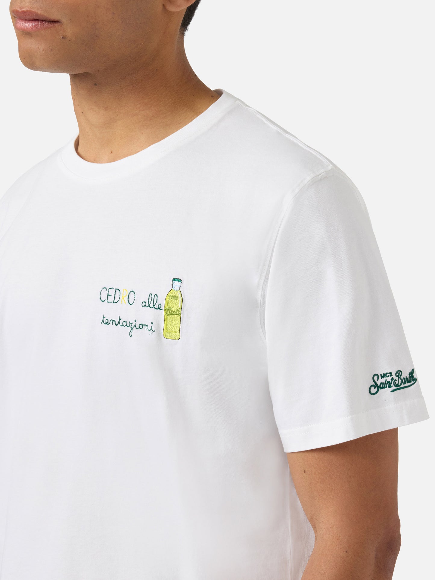 T-shirt Portofino bianca con ricamo Cedro Alle Tentazioni | Special Edition