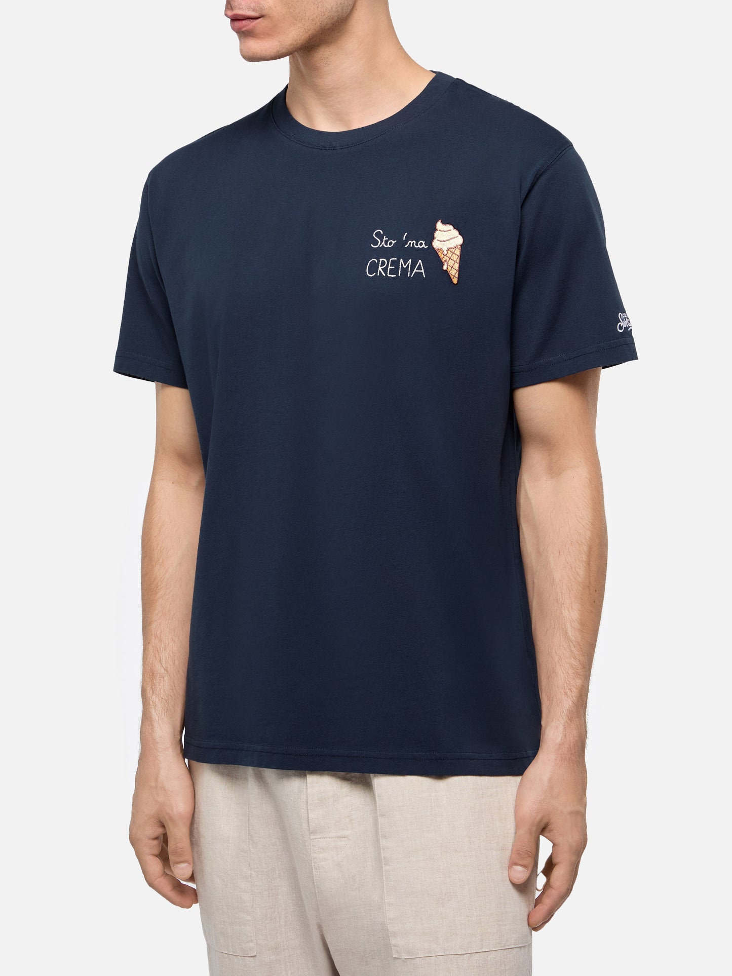Classic fit cotton jersey t-shirt Portofino with Sto na crema embroidery - MC2 Saint Barth