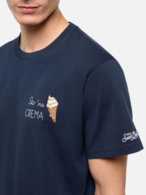 Classic fit cotton jersey t-shirt Portofino with Sto na crema embroidery - MC2 Saint Barth