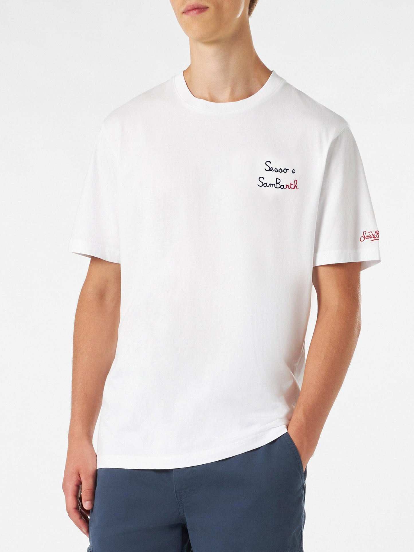 Classic fit cotton jersey t-shirt Portofino with Sesso e Sambarth embroidery - MC2 Saint Barth