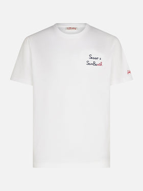 Classic fit cotton jersey t-shirt Portofino with Sesso e Sambarth embroidery - MC2 Saint Barth