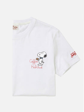 T-shirt Portofino bianca con ricamo Coffee Habitué | Special Edition