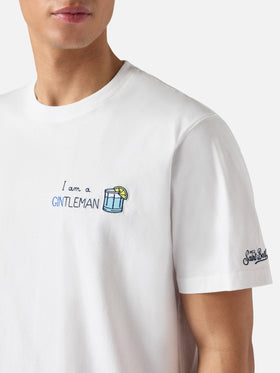 T-shirt Portofino bianca con ricamo I Am A Gintleman