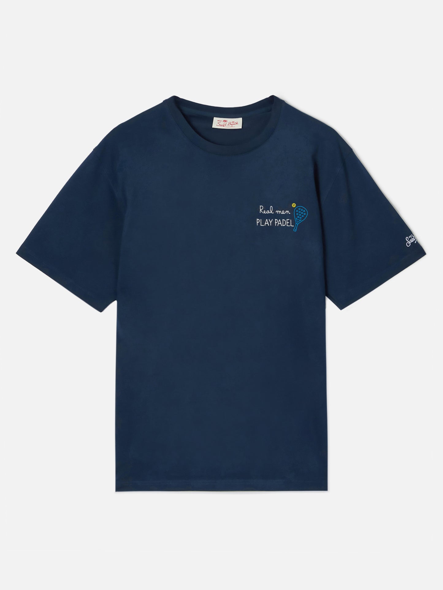 Blue Portofino T-shirt with Real Men Play Padel embroidery