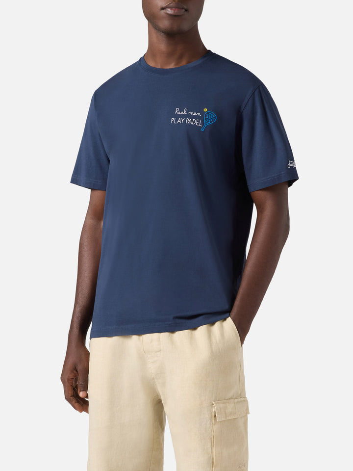 T-shirt Portofino blu con ricamo Real Men Play Padel