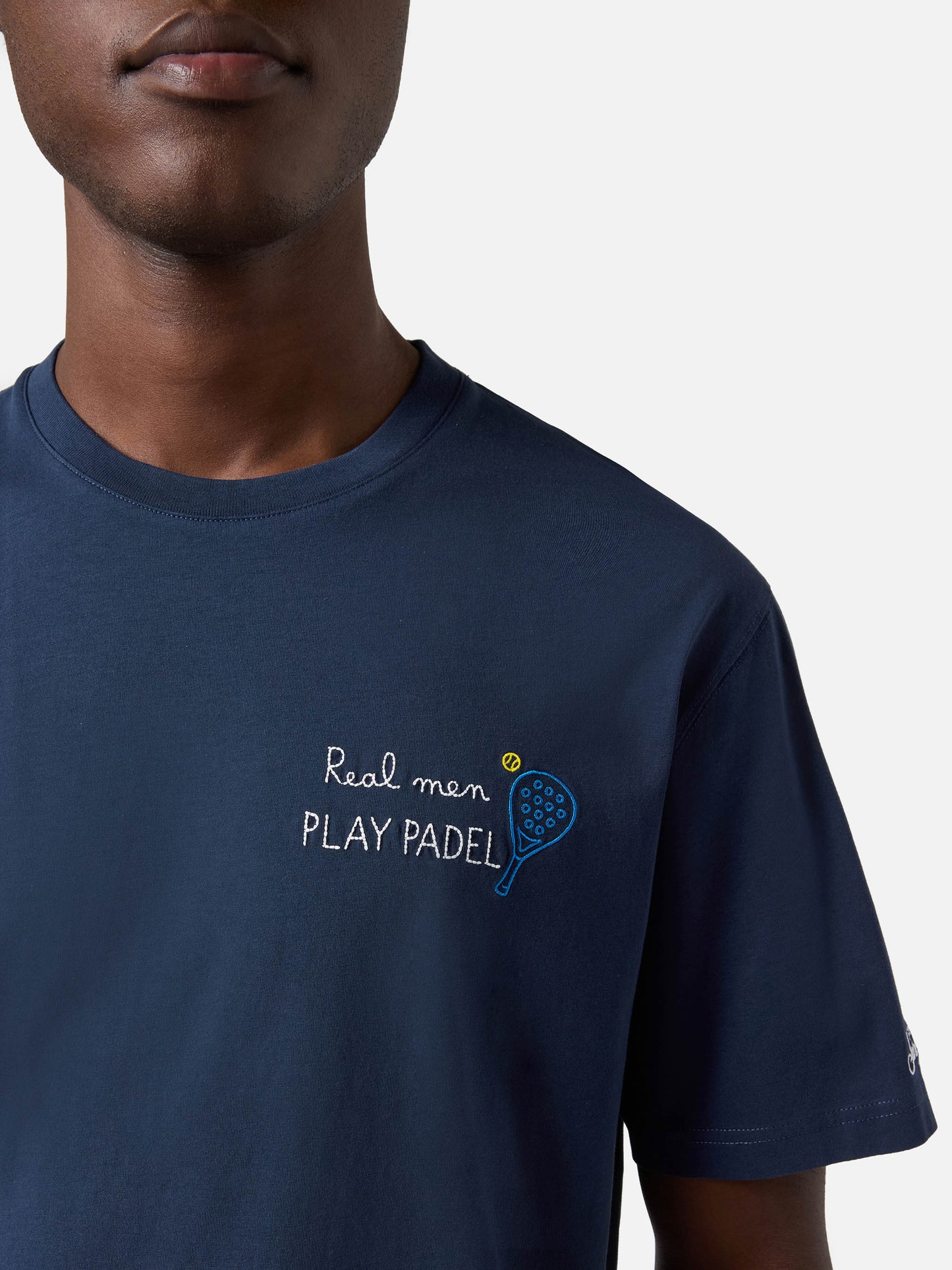 Blue Portofino T-shirt with Real Men Play Padel embroidery
