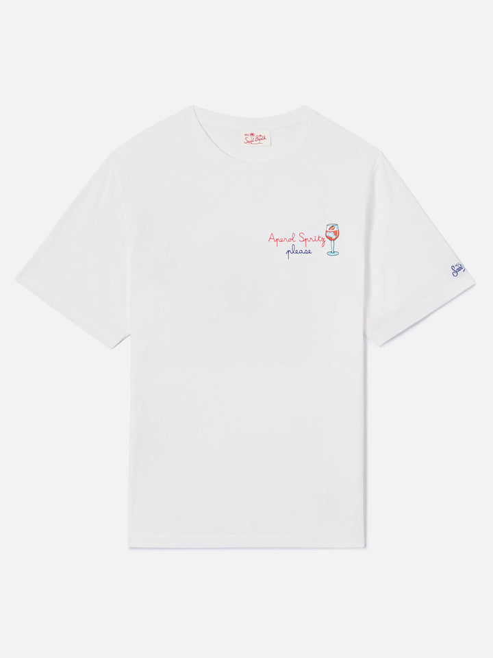 White Portofino T-shirt with Aperol Spritz Please embroidery | Special Edition