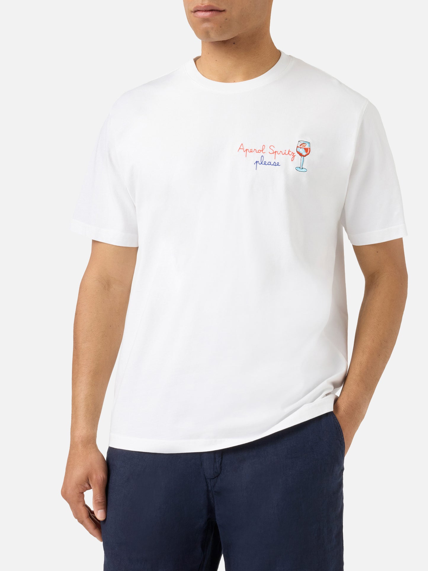 T-shirt Portofino bianca con ricamo Aperol Spritz Please | Special Edition