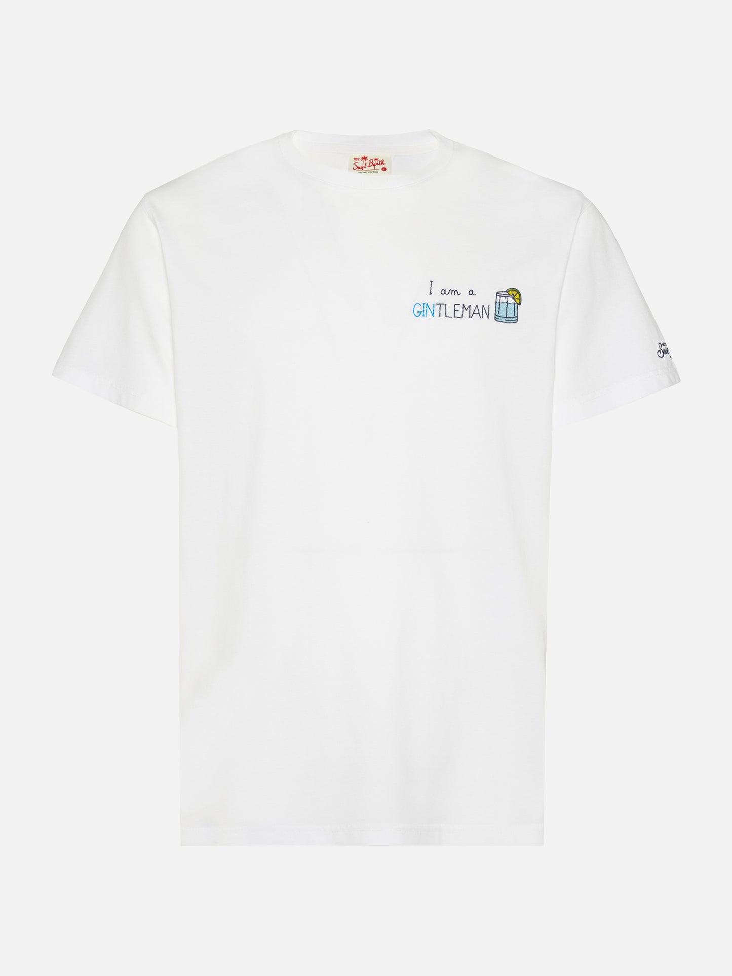 T-Shirt Portofino aus Baumwolljersey mit klassischer Passform und „I am a GINtleman“-Stickerei