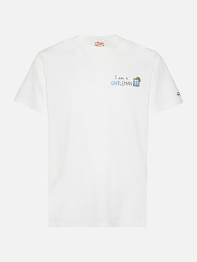 T-Shirt Portofino aus Baumwolljersey mit klassischer Passform und „I am a GINtleman“-Stickerei