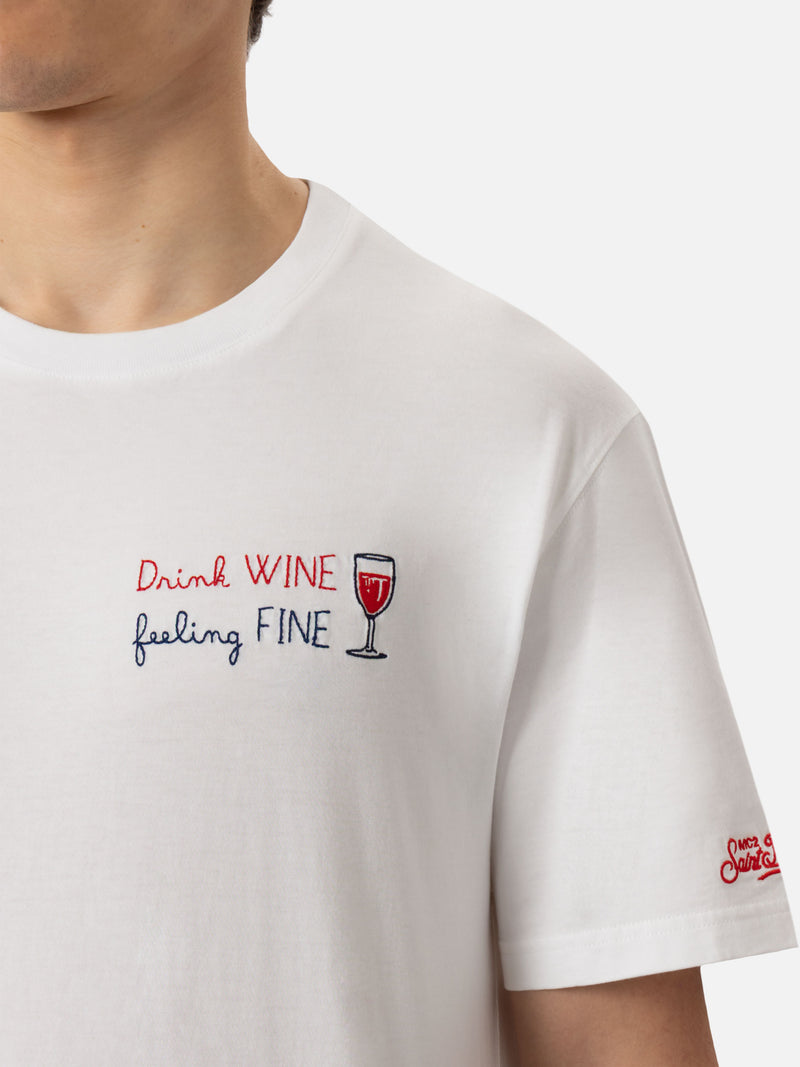 Classic fit cotton jersey t-shirt Portofino with Wine Fine embroidery