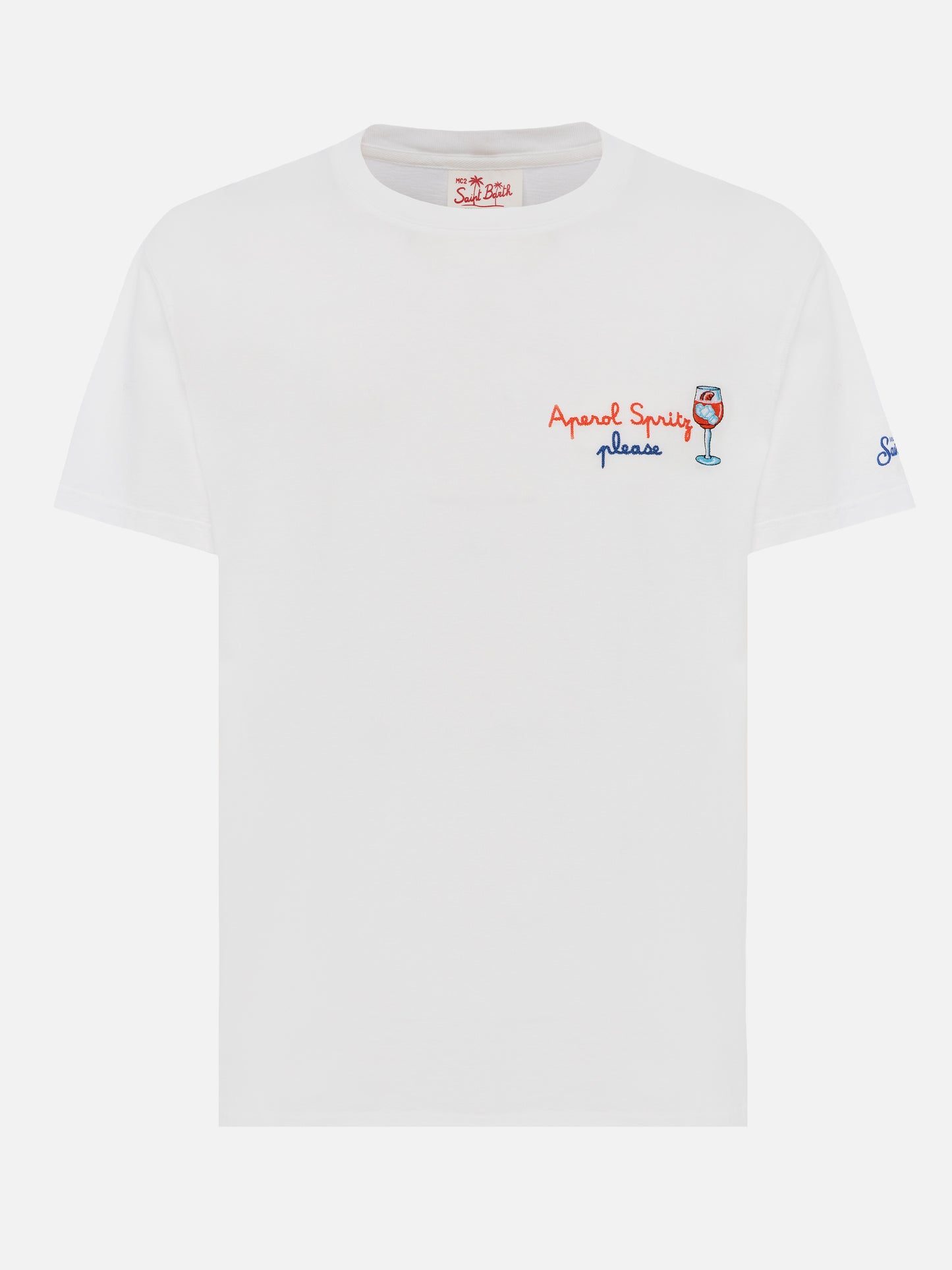 Classic fit cotton jersey t-shirt Portofino with Aperol Spritz, please embroidery | APEROL SPECIAL EDITION - MC2 Saint Barth