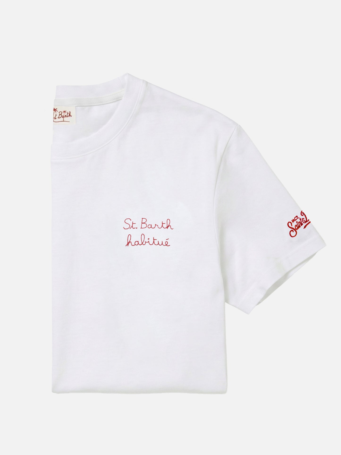 Camiseta de punto de algodón Portofino con bordado St. Barth habituè 