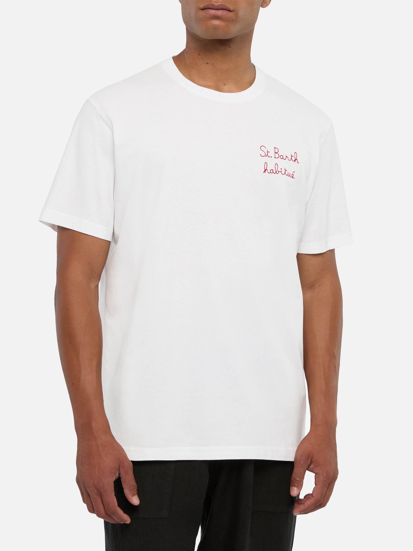 Cotton jersey t-shirt Portofino with St. Barth habituè embroidery