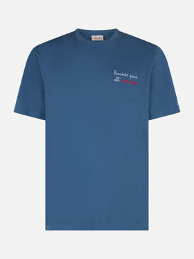 Man classic fit cotton jersey t-shirt Portofino with Bocciato pure all'alcol test embroidery - MC2 Saint Barth