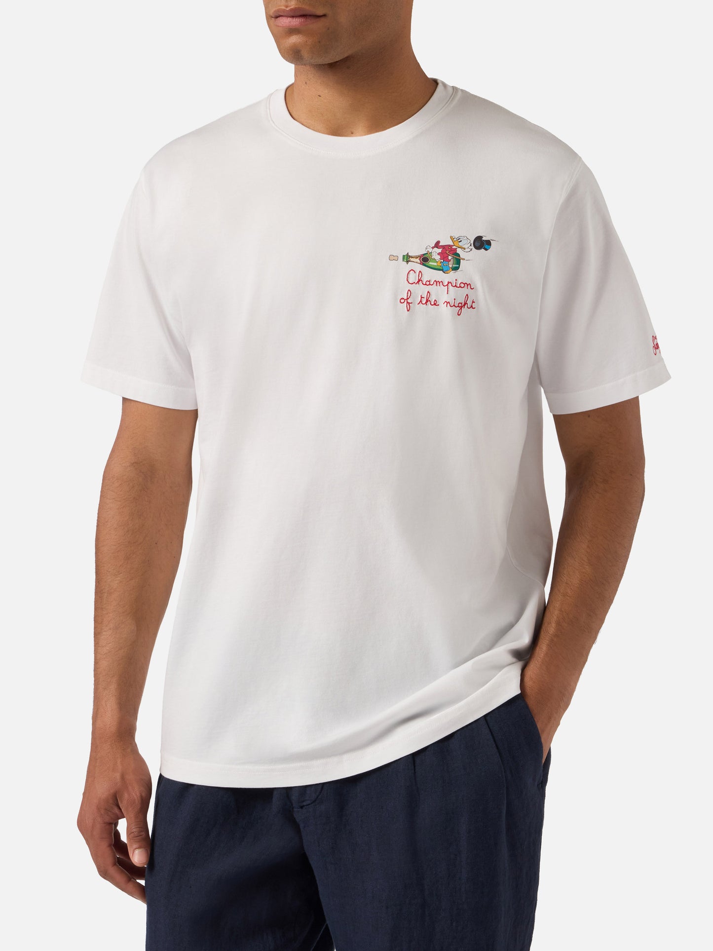 T-shirt Portofino bianca con ricamo Champion Of The Night | Special Edition