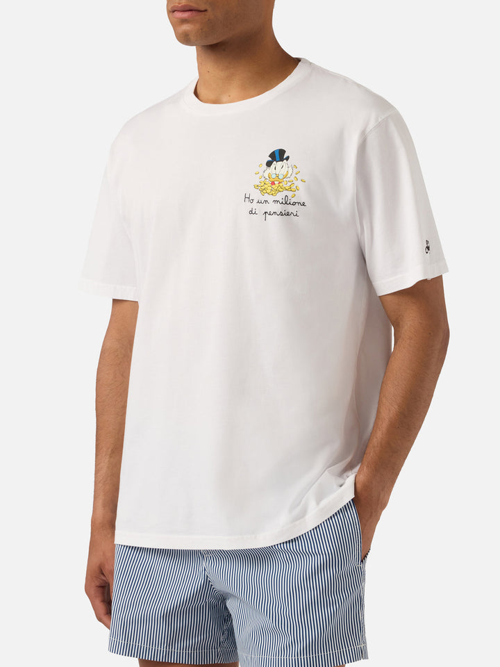T-shirt Portofino bianca con ricamo Ho Un Milione Di Pensieri | Special Edition