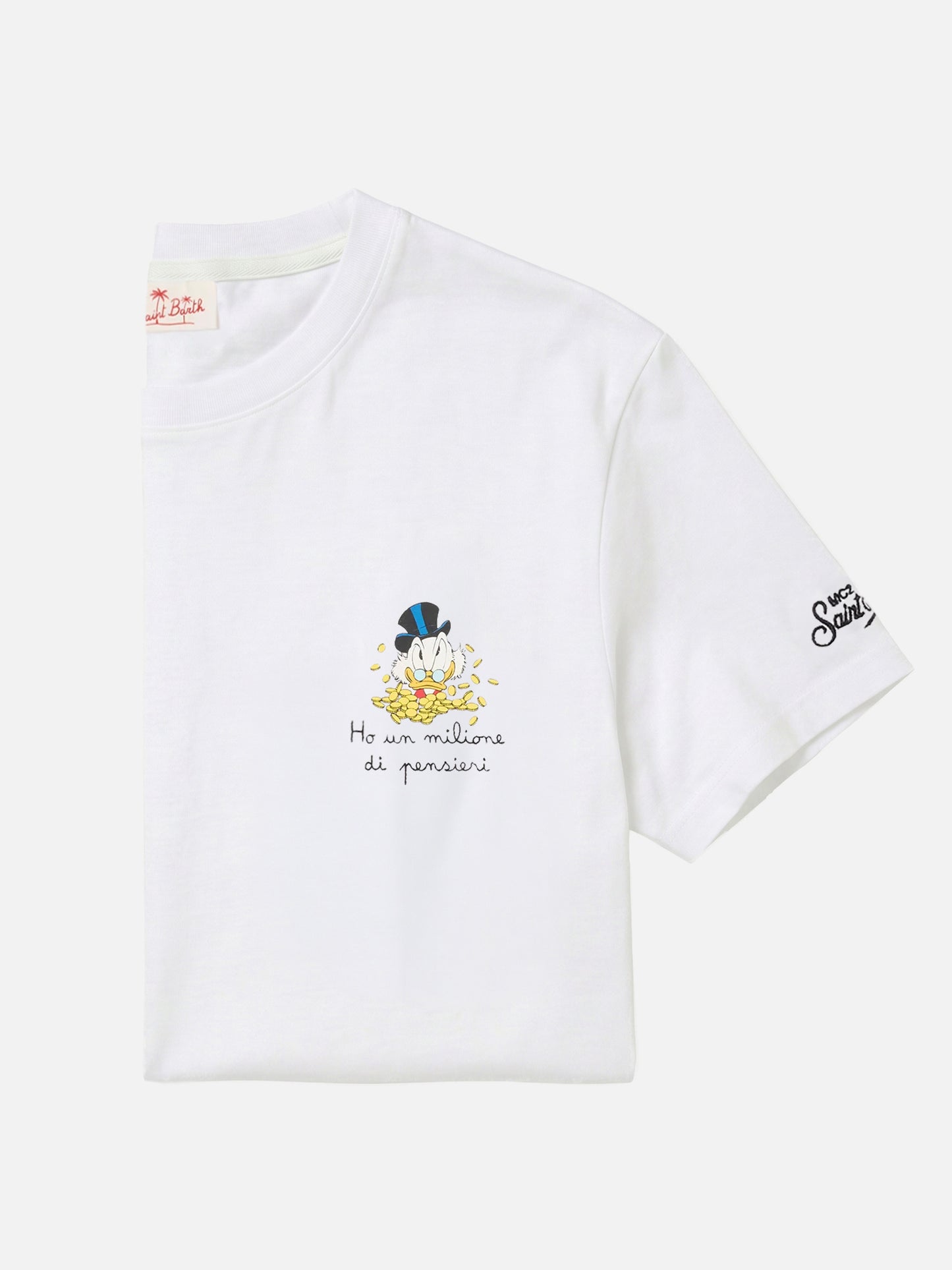 White Portofino t-shirt with Ho Un Milione Di Pensieri embroidery | Special Edition