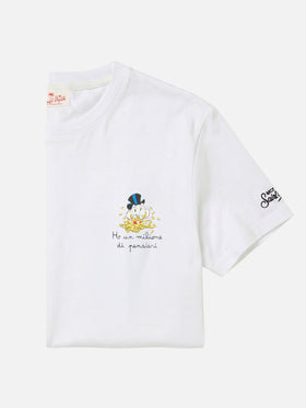 White Portofino t-shirt with Ho Un Milione Di Pensieri embroidery | Special Edition