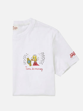 White Portofino t-shirt with Time Is Money! embroidery | Special Edition
