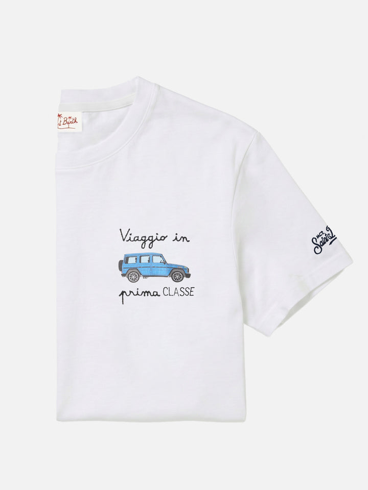 T-shirt Portofino bianca con ricamo Viaggio In Prima Classe