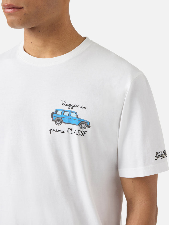 T-shirt Portofino bianca con ricamo Viaggio In Prima Classe