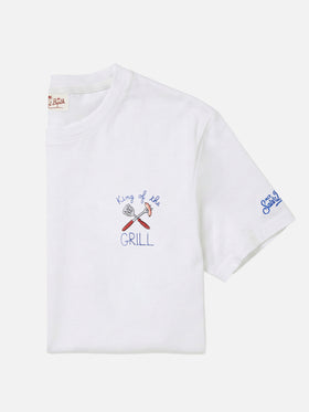 T-shirt Portofino bianca con ricamo King Of The Grill