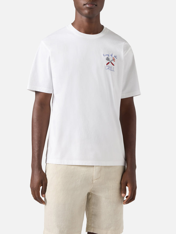 T-shirt Portofino bianca con ricamo King Of The Grill