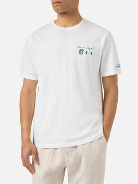 T-shirt Portofino bianca con ricamo Gin Or Gym?