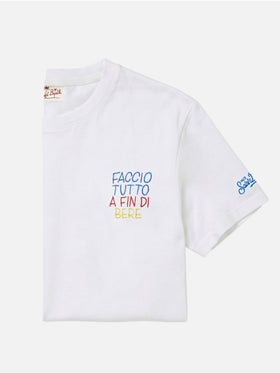 Camiseta Portofino blanca con bordado Faccio Tutto A Fin Di Bere | Edición Especial 