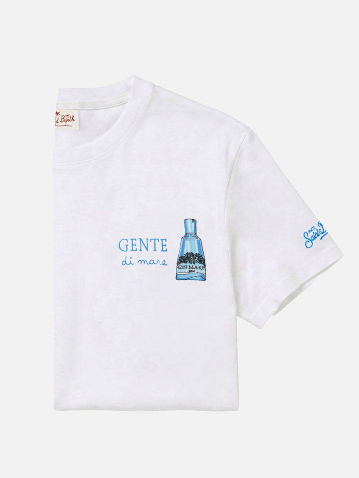 White Portofino T-shirt with Gente Di Mare embroidery | Special Edition