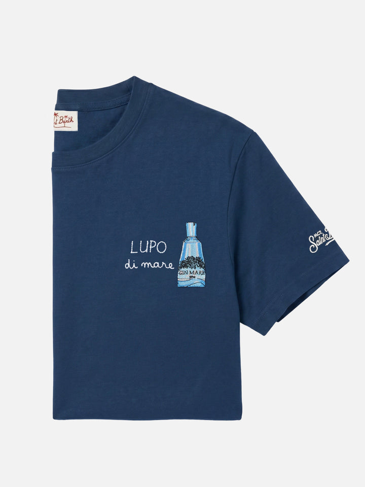 T-shirt Portofino blu con ricamo Lupo Di Mare | Special Edition