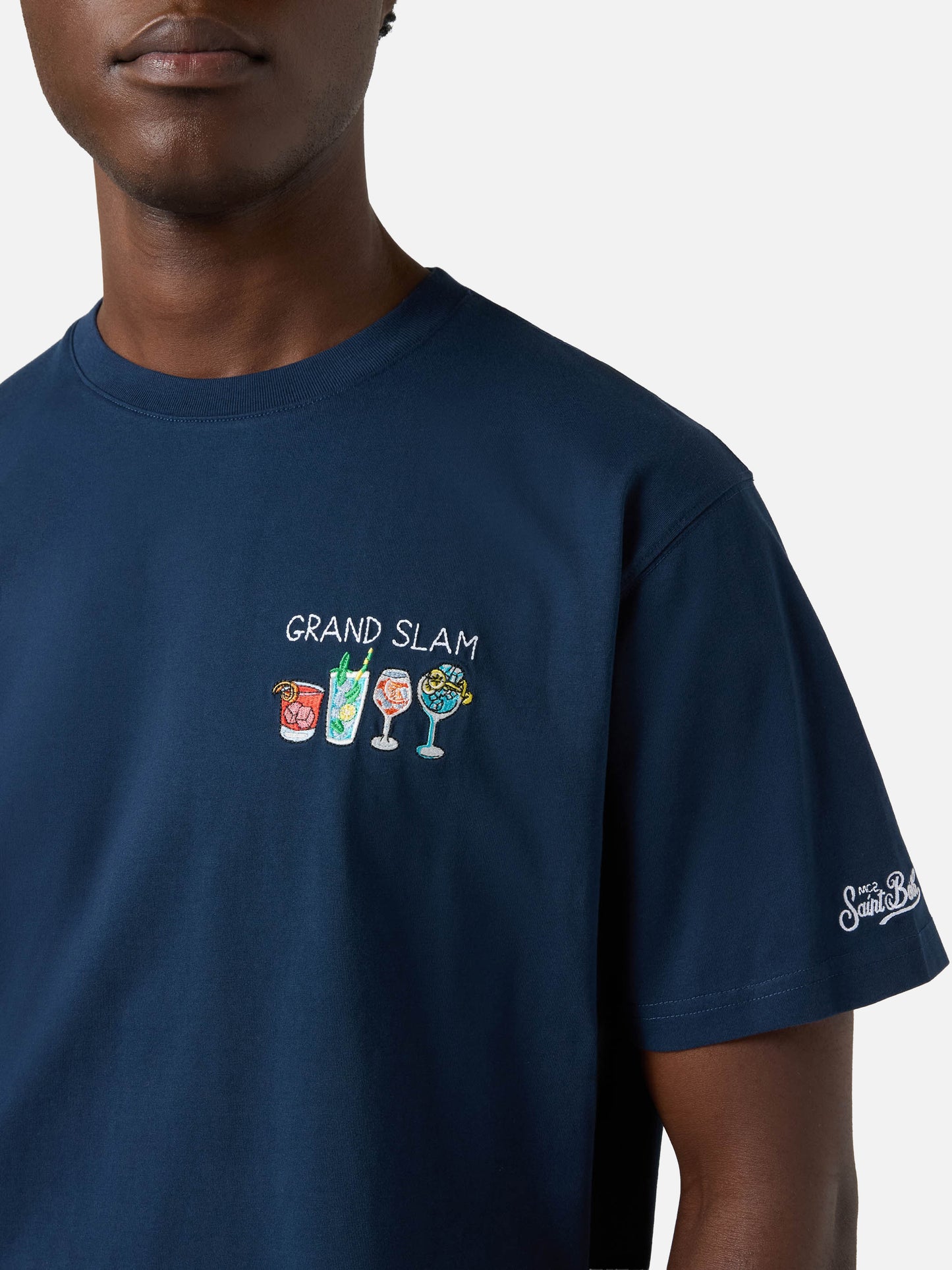 T-shirt Portofino blu con ricamo Grand Slam