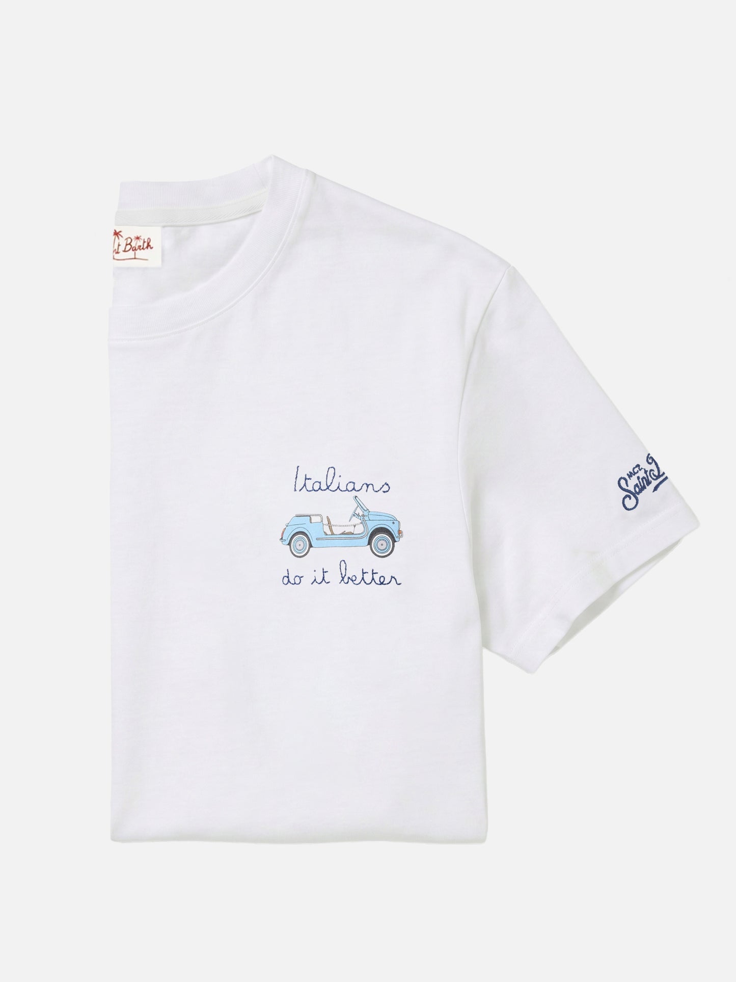 White Portofino T-shirt with Italians Do It Better embroidery