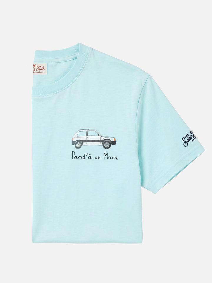 T-shirt Portofino turchese chiaro con ricamo Pand'à Ar Mare | Special Edition
