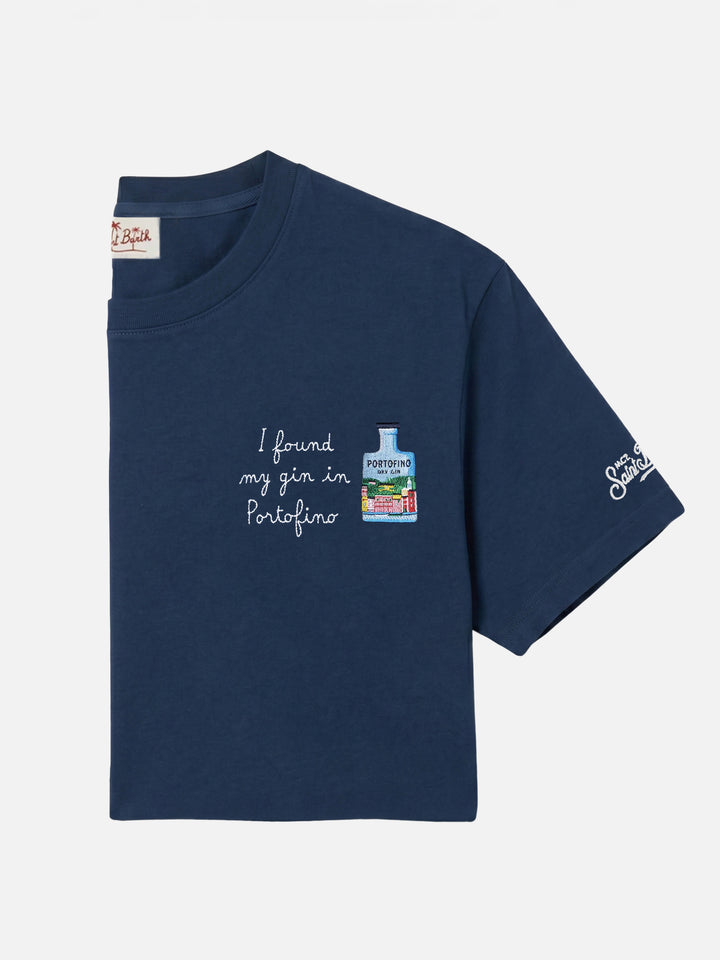 Camiseta Blue Portofino con bordado I Found My Gin In Portofino | Edición Especial 