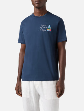 T-shirt Portofino blu con ricamo I Found My Gin In Portofino | Special Edition