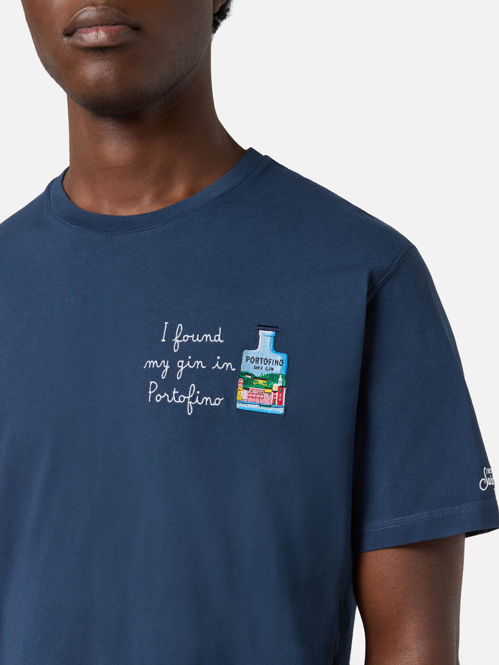 T-shirt Portofino blu con ricamo I Found My Gin In Portofino | Special Edition