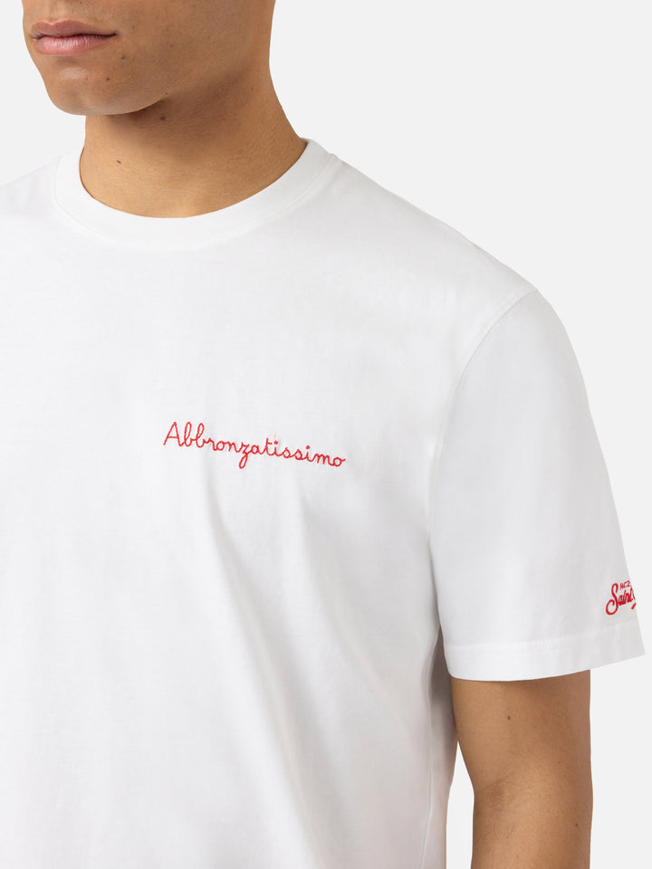 T-shirt Portofino bianca con ricamo Abbronzatissimo