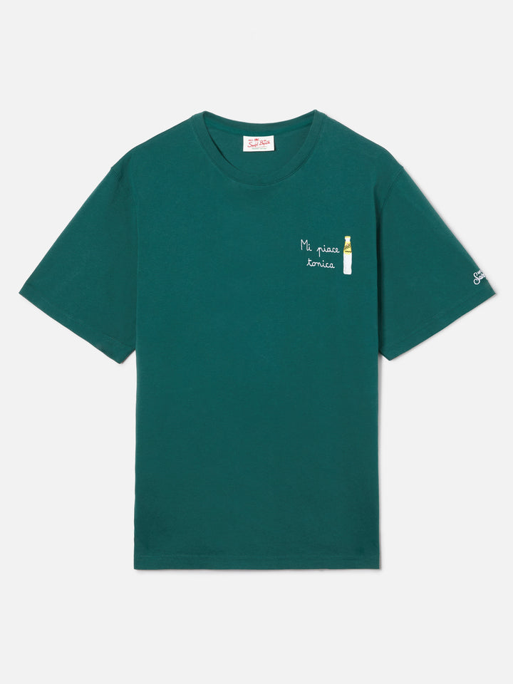 T-shirt Portofino verde con ricamo Mi Piace Tonica | Special Edition