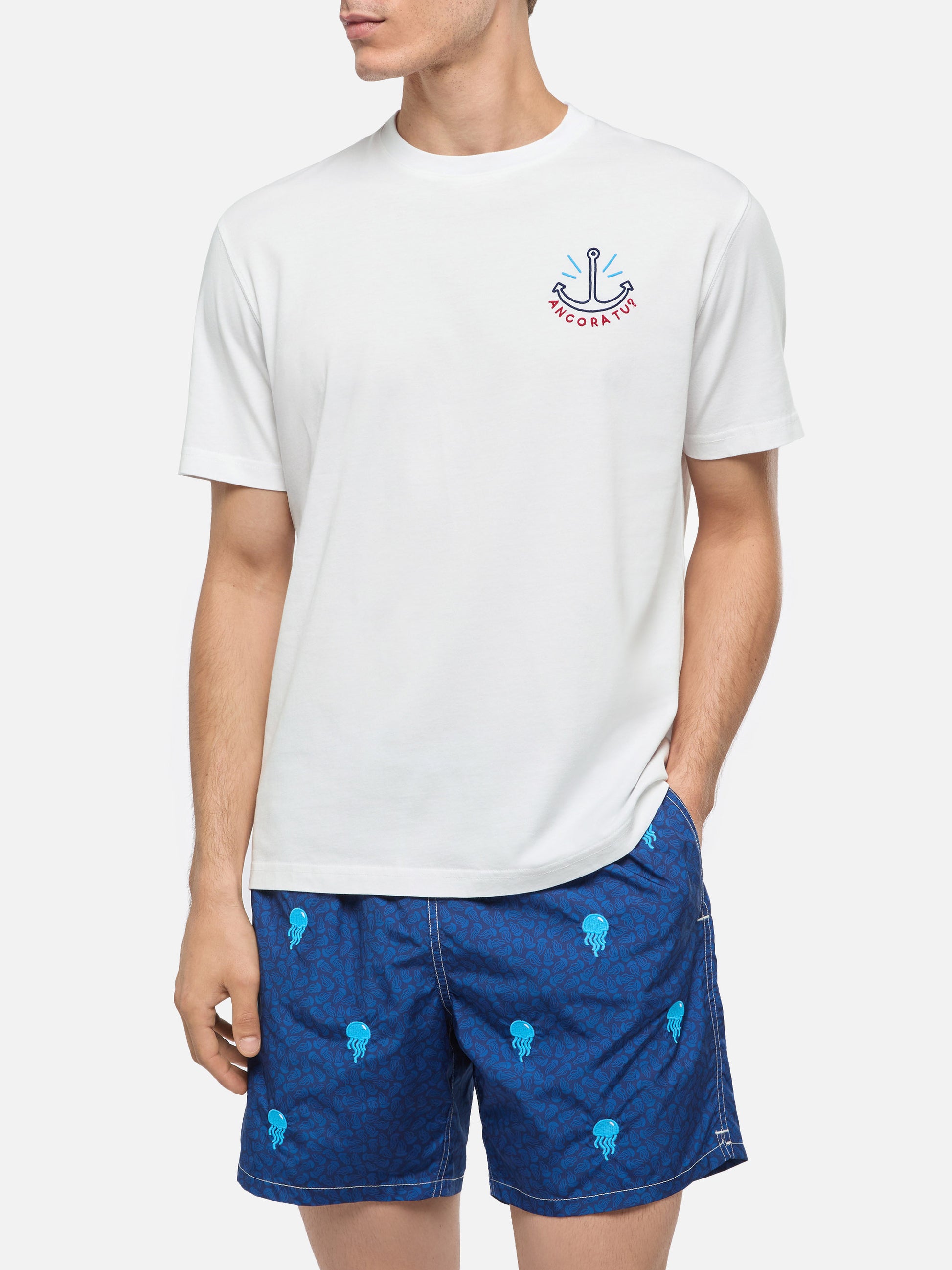 Classic fit cotton jersey t-shirt Portofino with Ancora tu embroidery | INSULTI LUMINOSI SPECIAL EDITION - MC2 Saint Barth